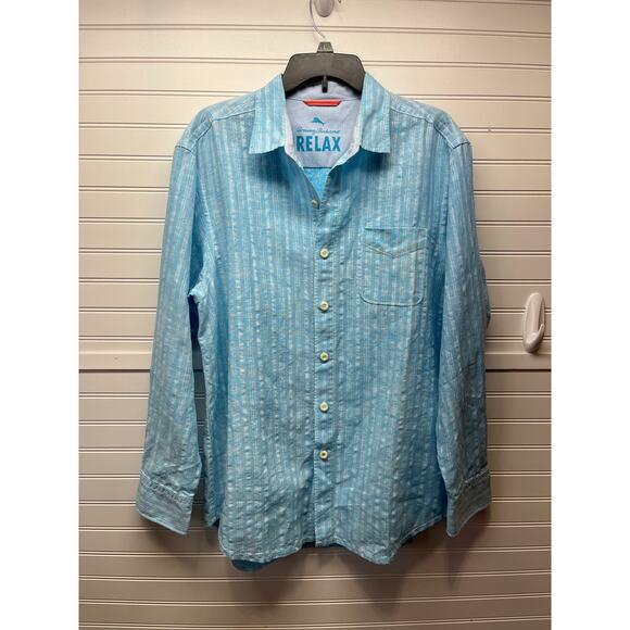 Tommy Bahama Relax Linen Blend Button Down Long Sleeve Shirt Size - Picture 1 of 13